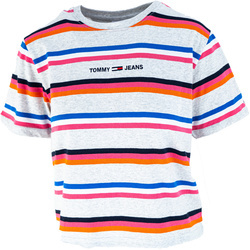 Tricou femei Tommy Jeans Stripe Logo Boxy Cropped T-Shirt DW0DW095930CS